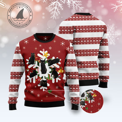 Black Cat Snowflake TG51019 - Ugly Christmas Sweater