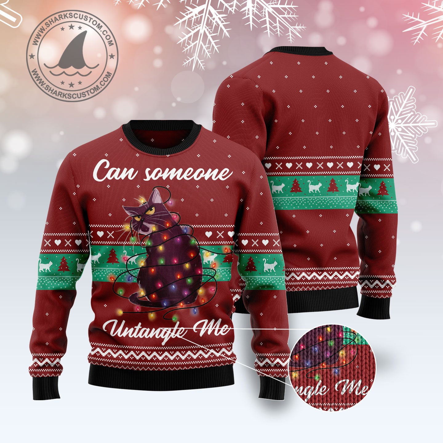 Can Someone Untangle Me Cat TG51015 - Ugly Christmas Sweater