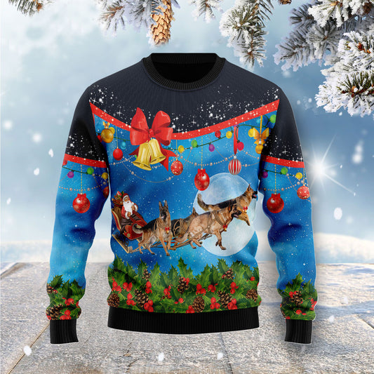 German Shepherd Sleigh G5114 Ugly Christmas Sweater