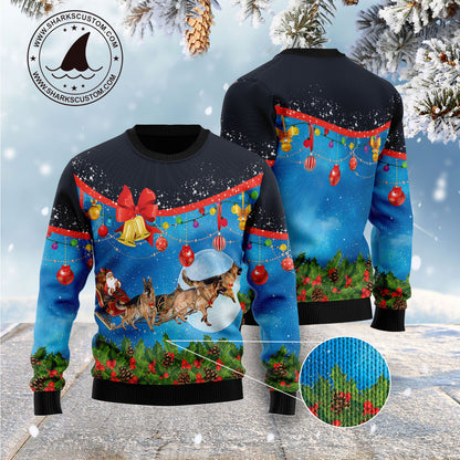 German Shepherd Sleigh G5114 Ugly Christmas Sweater