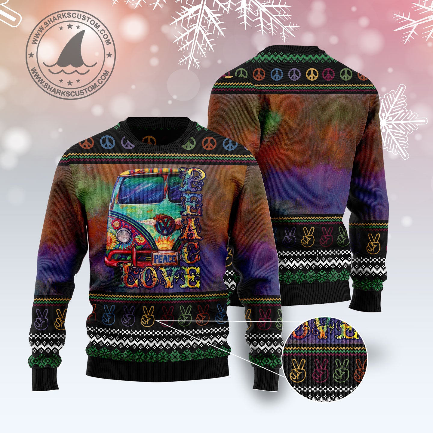 Hippie Peace Love G51110 Ugly Christmas Sweater