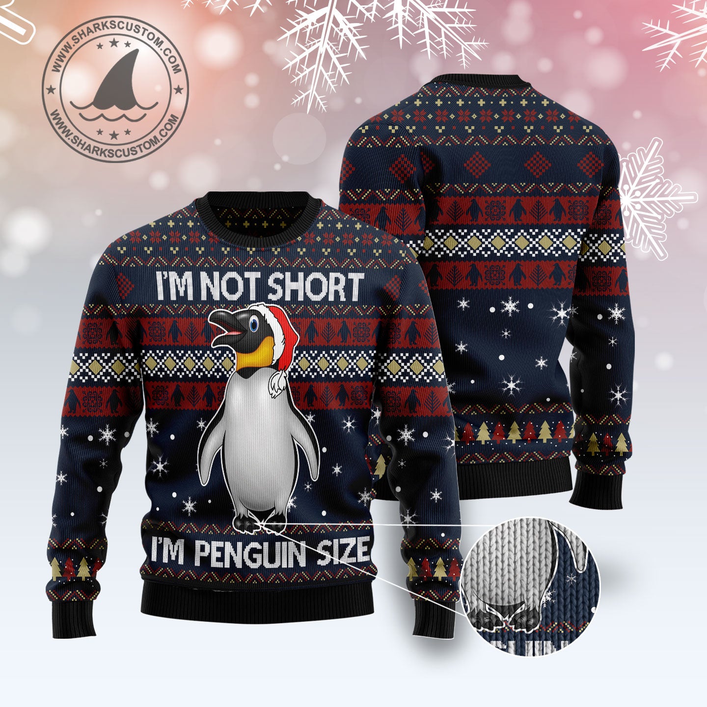 I‘m Not Short I’m Penguin Size G5115 Ugly Christmas Sweater