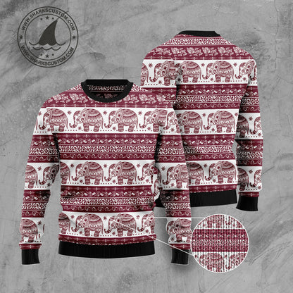 Red Elephant Mandala G51030 Ugly Christmas Sweater