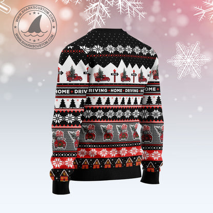 Truck Driving Home G5112 Ugly Christmas Sweater