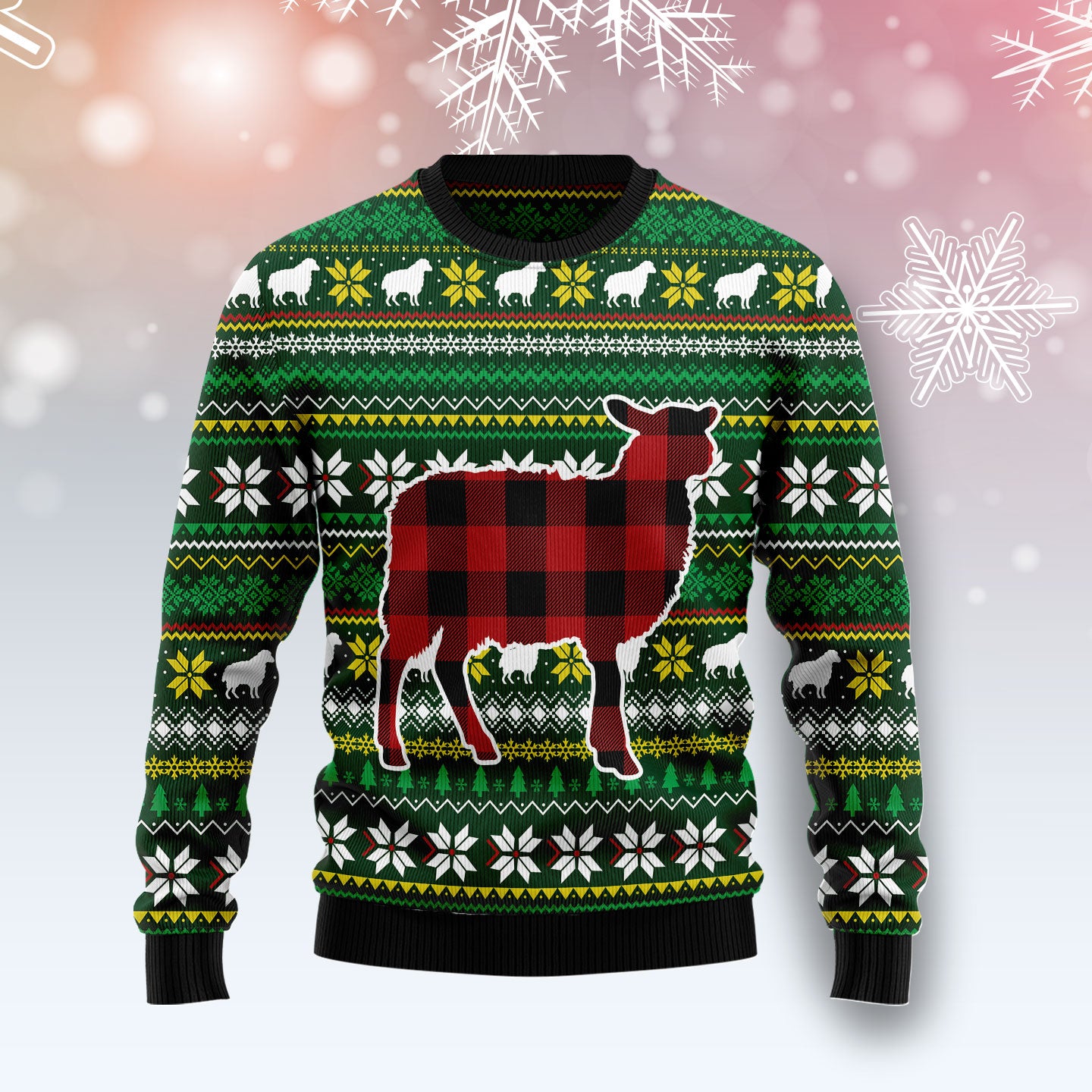 Sheep Red Plaid G5114 Ugly Christmas Sweater