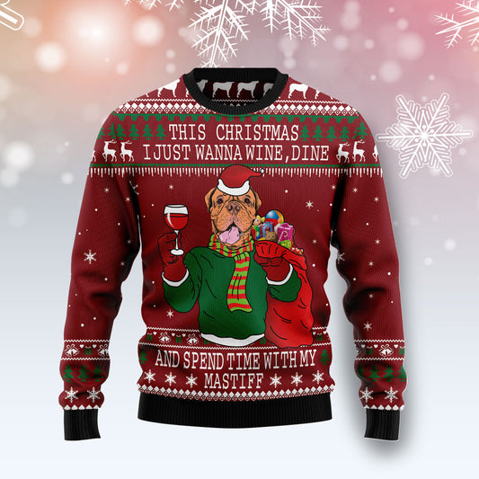 Spend Time With My Mastiff G51023 Ugly Christmas Sweater