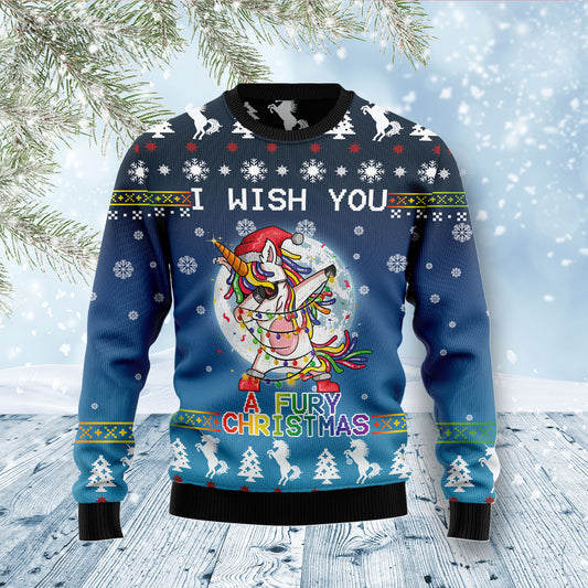 Unicorn Fury D1011 Ugly Christmas Sweater