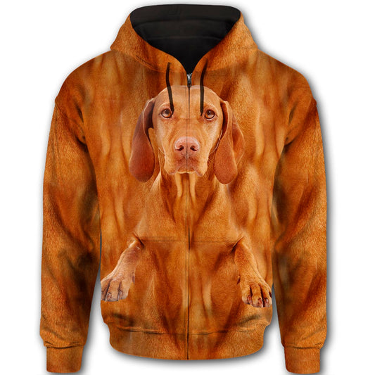 Vizsla Cute Dog Face T284 - All Over Print Zip Hoodie