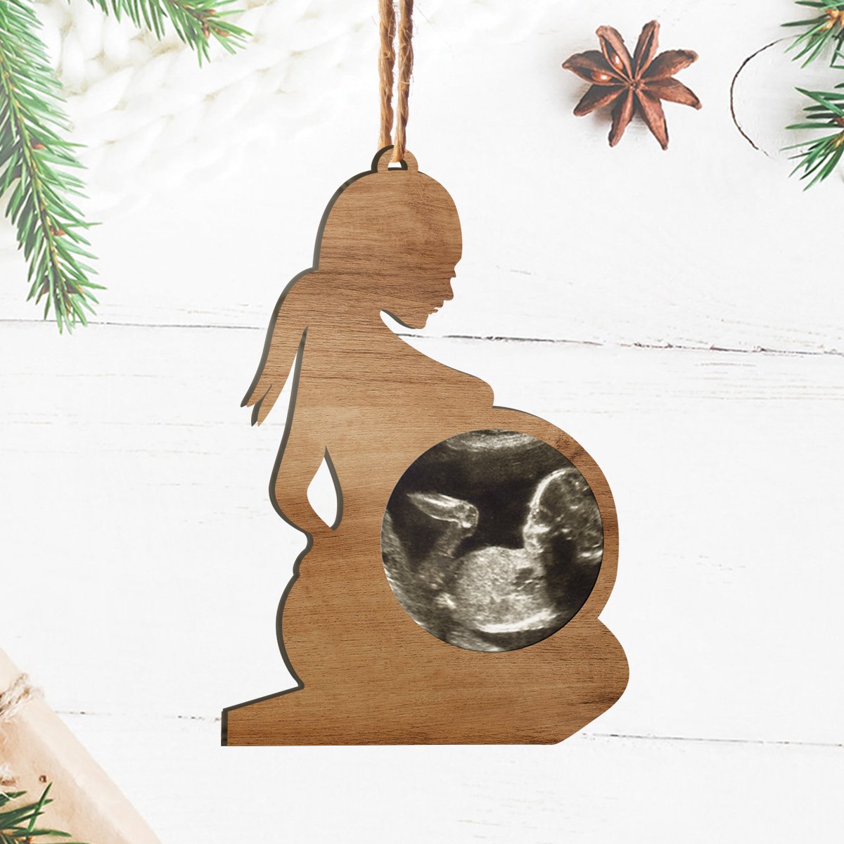 We are waiting for you - Mommy & Baby 1st Christmas Personalizedwitch Personalized Printed Wood Ornament