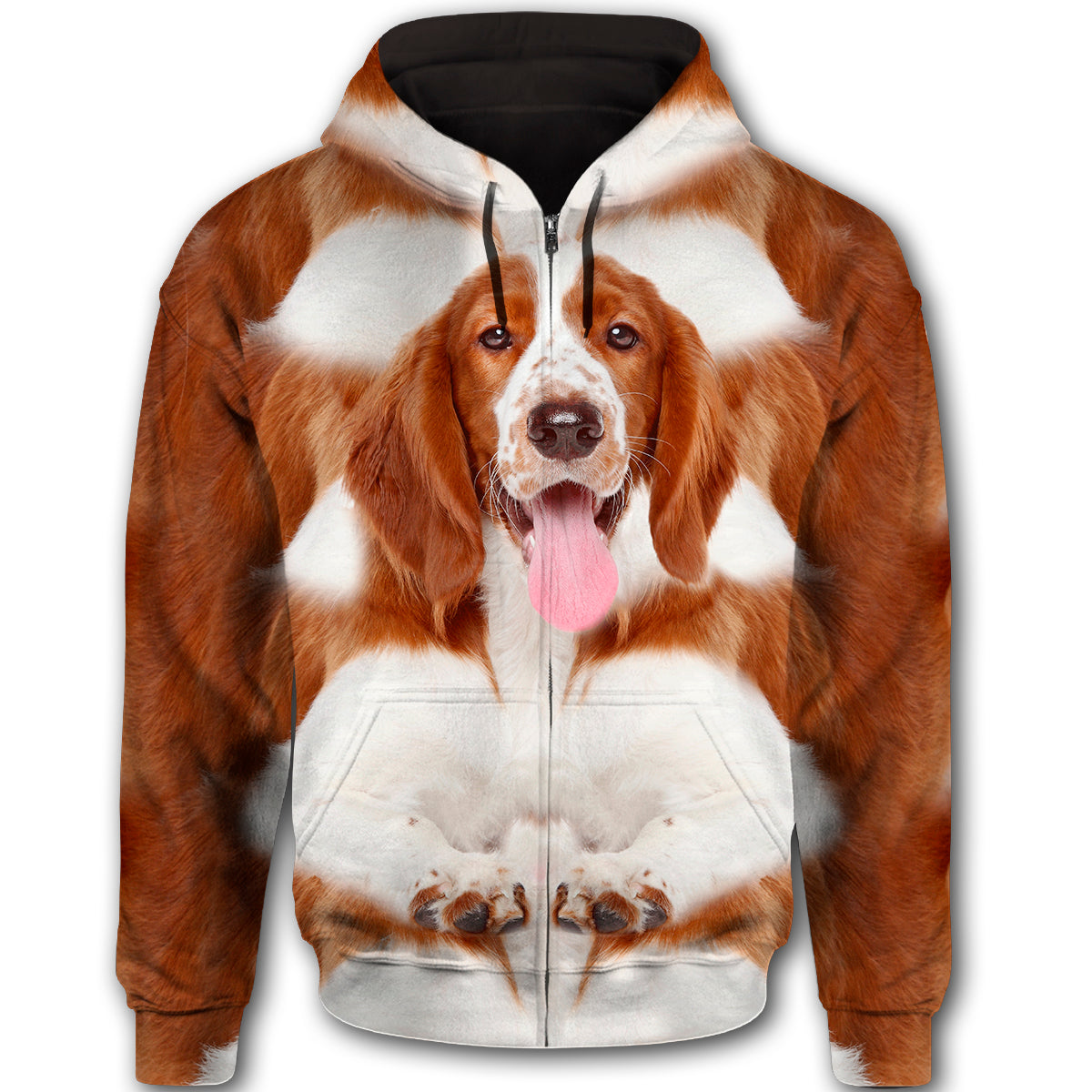 Welsh Springer Spaniel Cute Dog Face T284 - All Over Print Zip Hoodie