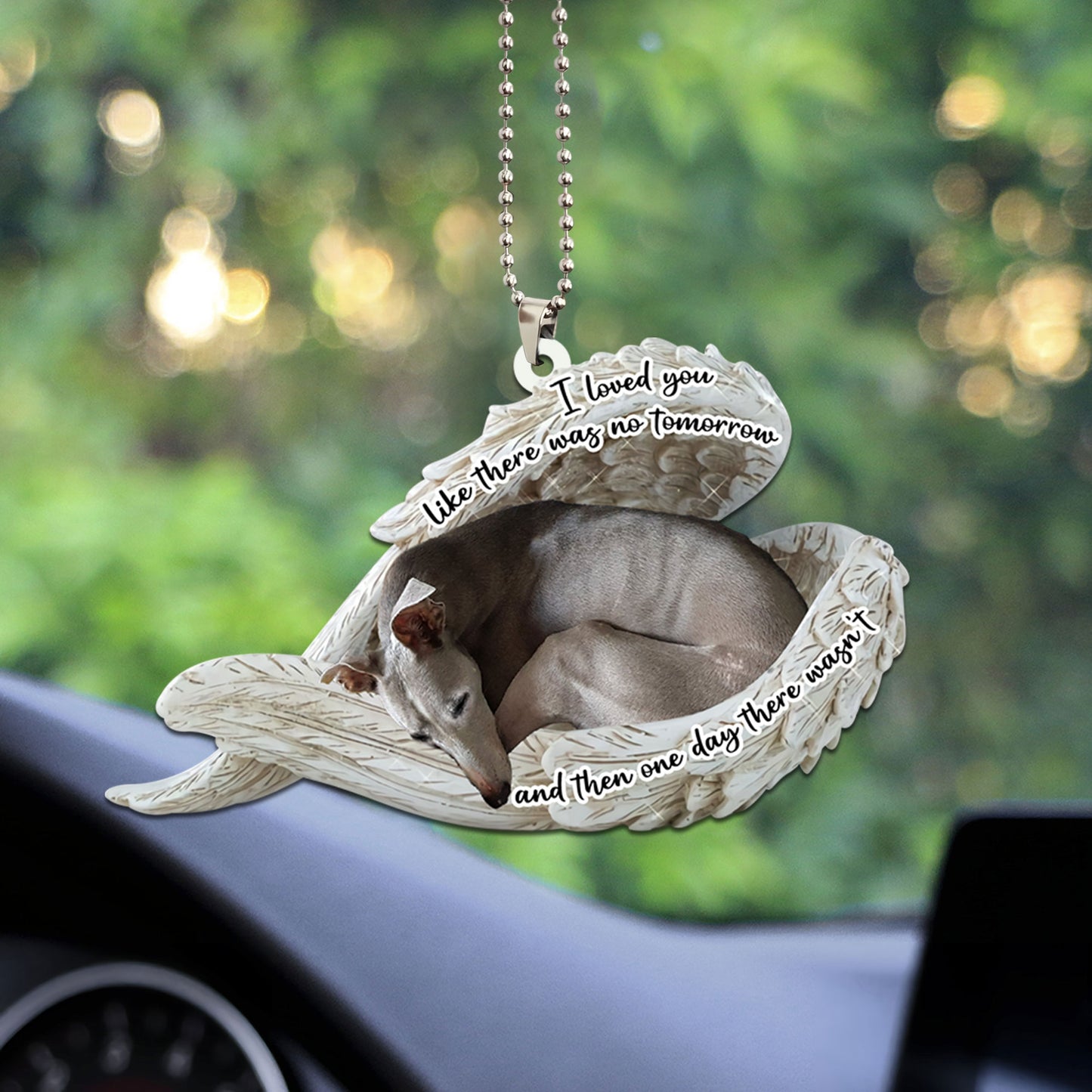 Whippet Sleeping Angel Dog Personalizedwitch Flat Car Memorial Ornament