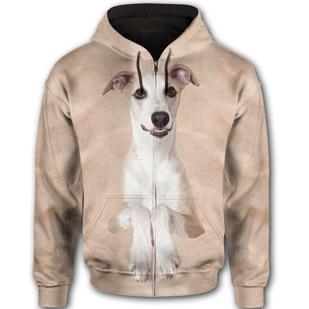 Whippet Cute Dog Face T284 - All Over Print Zip Hoodie