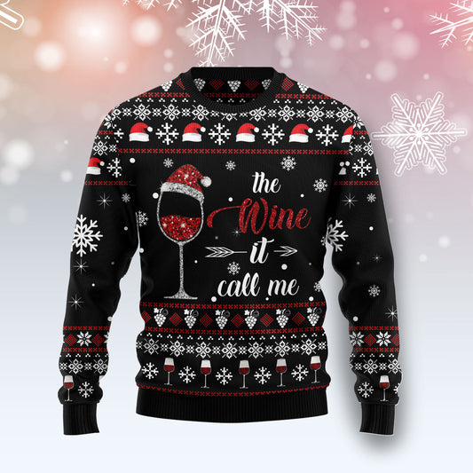 Wine Call Me D1011 Ugly Christmas Sweater