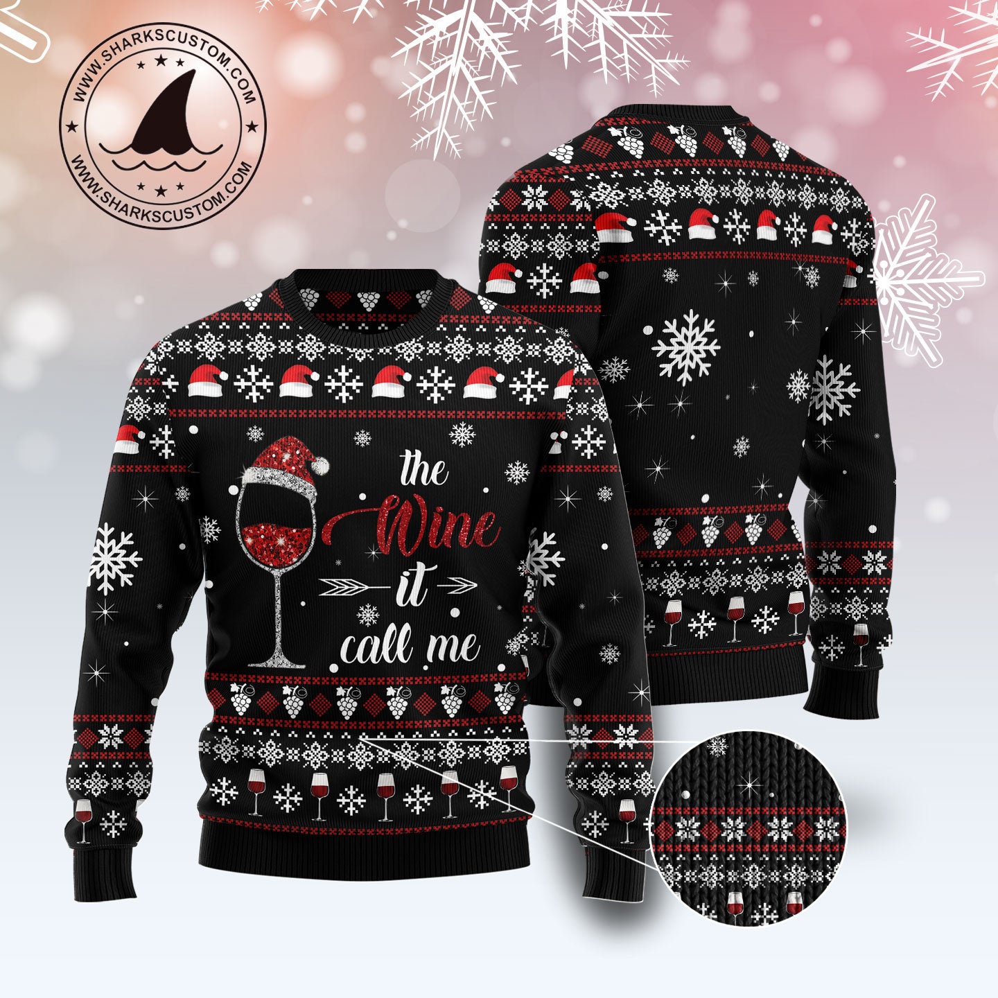 Wine Call Me D1011 Ugly Christmas Sweater