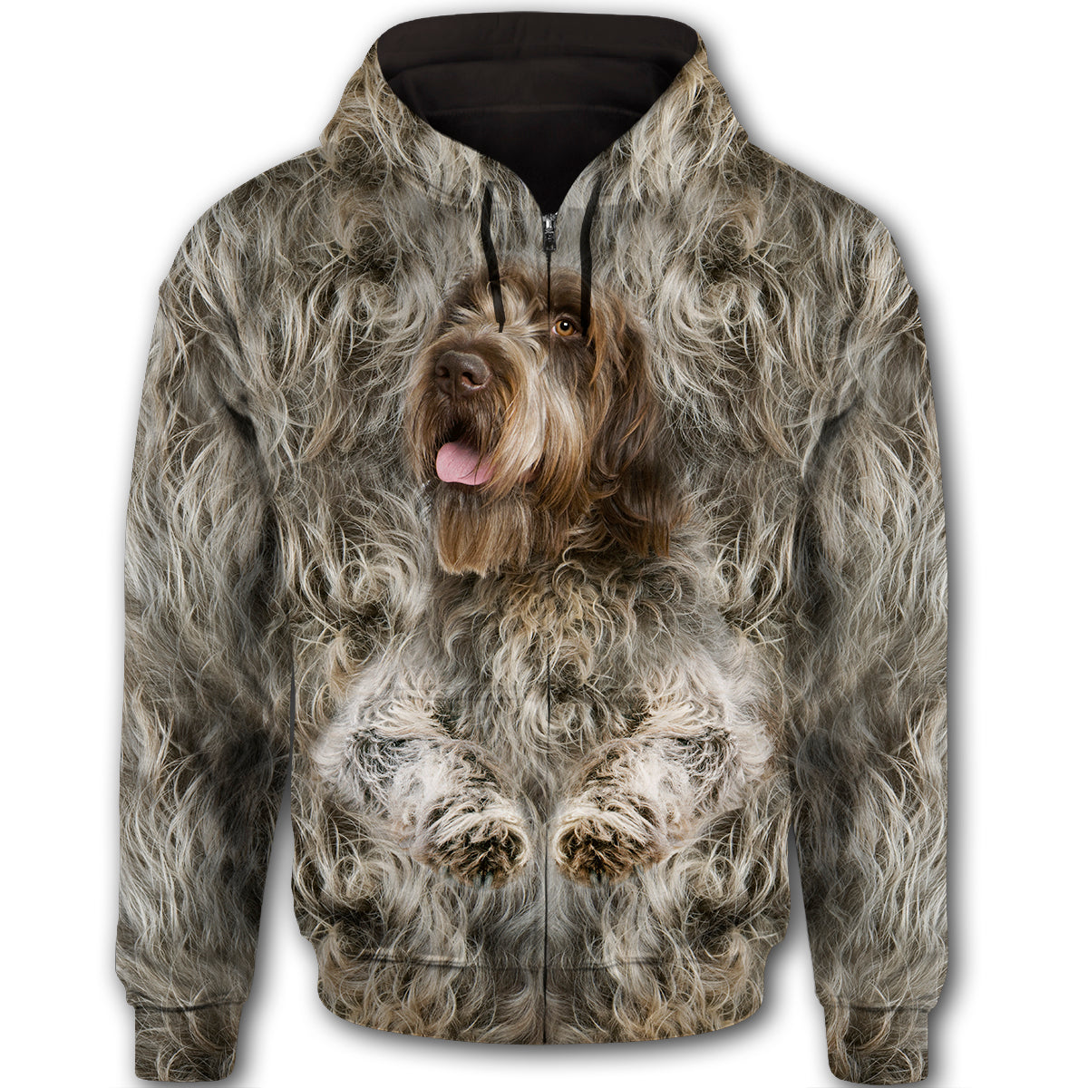 Wirehaired Pointing Griffon Cute Dog Face T284 - All Over Print Zip Hoodie