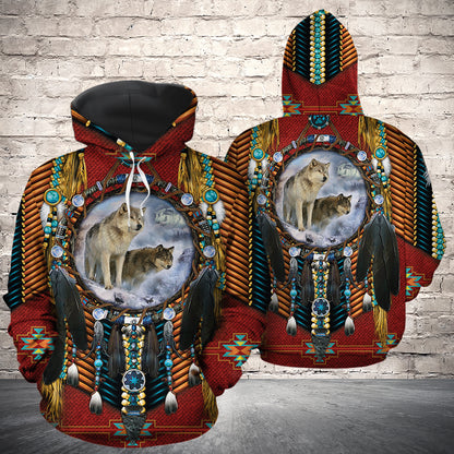 Wolf Native American Dreamcatcher G51015 - All Over Print Unisex Hoodie