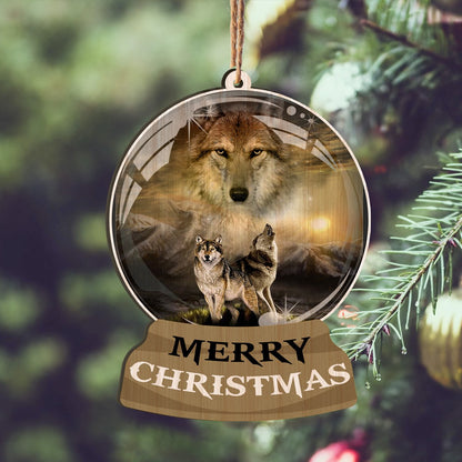 Wolf Family Personalizedwitch Printed Wood Christmas Ornament
