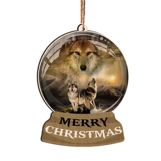 Wolf Family Personalizedwitch Printed Wood Christmas Ornament