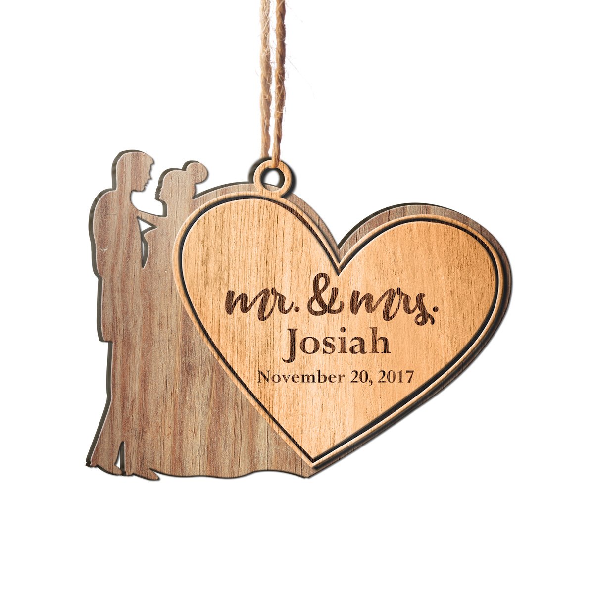 Mr & Mrs Wedding Couple Anniversary Personalizedwitch Personalized Layered Wood Christmas Ornament