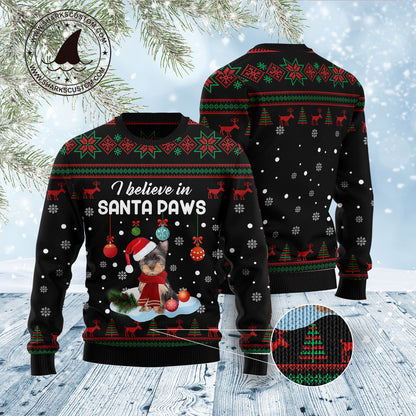 Yorkshire Terrier Santa Paw D2810 Ugly Christmas Sweater
