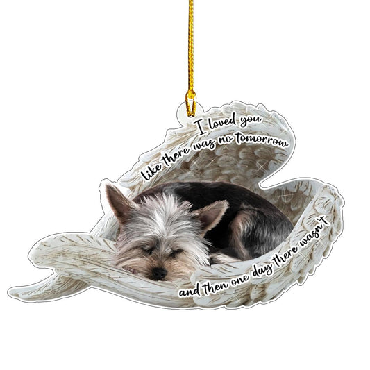 Yorkshire Terrier Sleeping Angel Wings Personalizedwitch Christmas Memorial Ornament