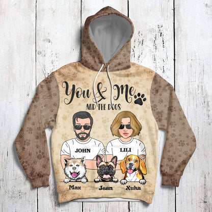 You & Me And The Dogs Valentine Gift All Over Print Hoodie