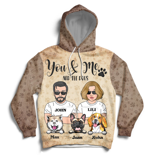 You & Me And The Dogs Valentine Gift All Over Print Hoodie