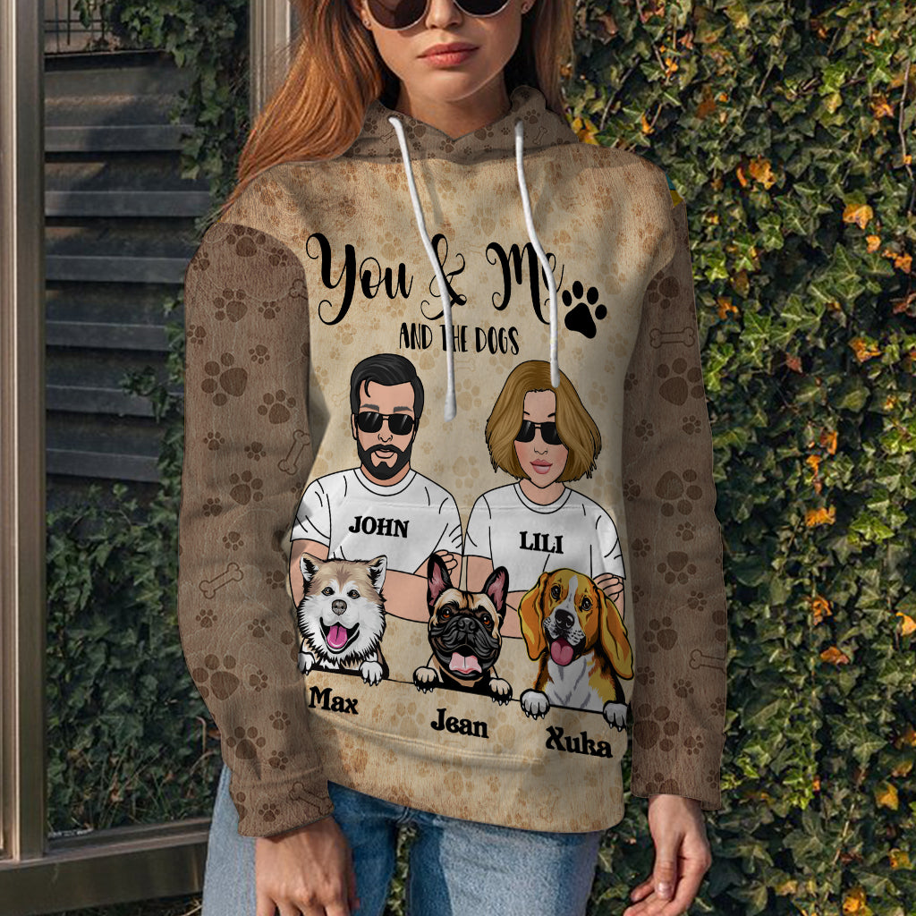 You & Me And The Dogs Valentine Gift All Over Print Hoodie