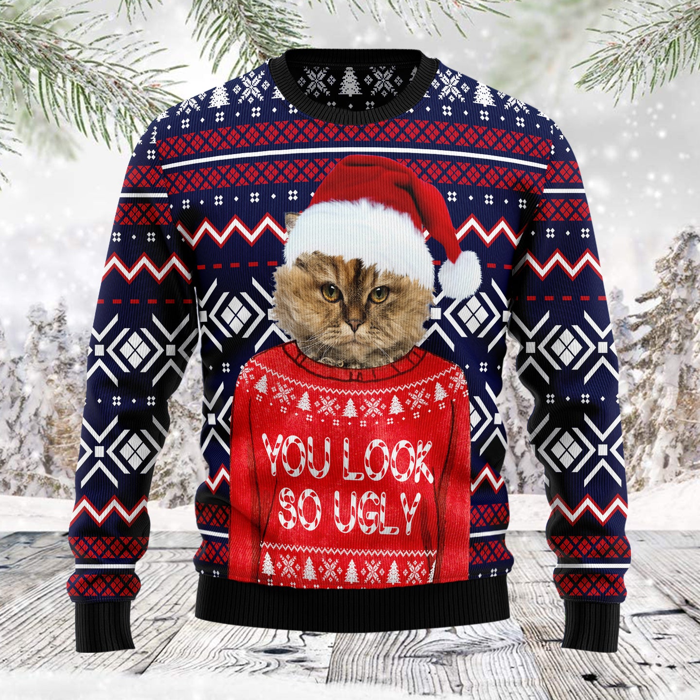 You Are So Ugly Custom Photo TG51127 unisex womens & mens, couples matching, friends, cat lover, cat mom, cat dad, funny family ugly christmas holiday sweater gifts (plus size available)