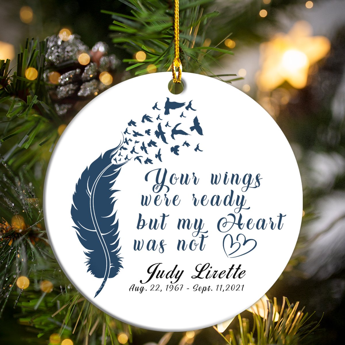 Your Wings Were Ready Memorial Personalizedwitch Personalized Christmas Ornament