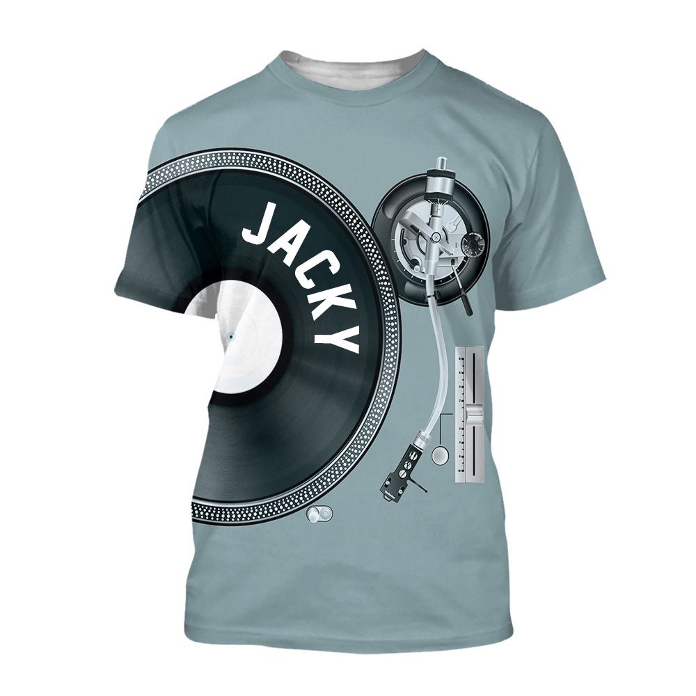 DJ Turntable 3D Unisex Custom Name Tshirt For Kid