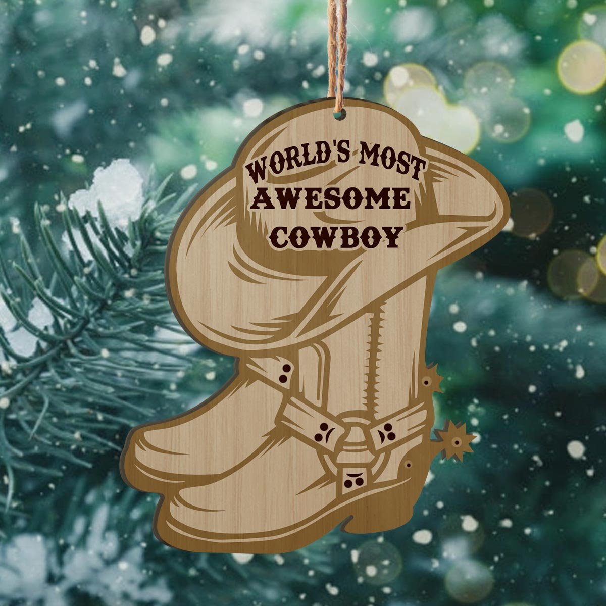 Awesome Cowboy Personalizedwitch Printed Wood Christmas Ornament
