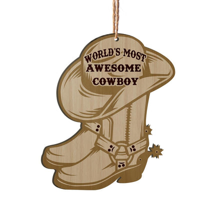 Awesome Cowboy Personalizedwitch Printed Wood Christmas Ornament