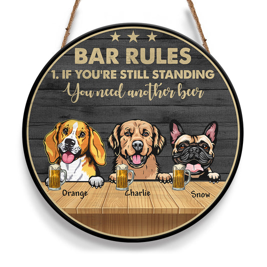 Bar Rules Dog Beer Personalizedwitch Personalized Round Wood Sign Outdoor Decor