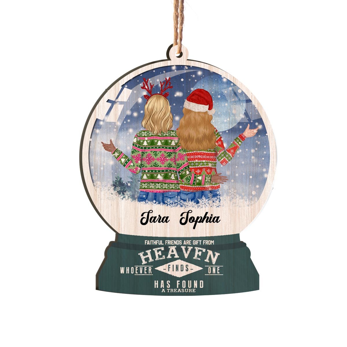 Faithful Friends Are Gifts From Heaven Christmas Personalizedwitch Personalized Printed Wood Ornament