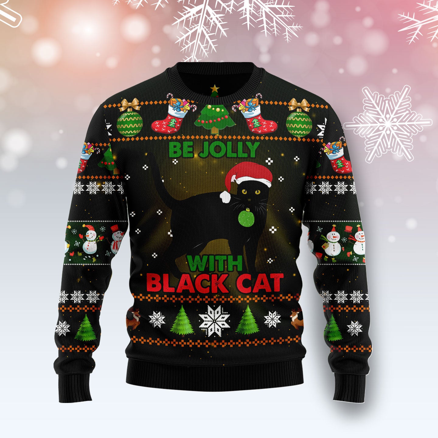 Black Cat Be Jolly TY1811 Ugly Christmas Sweater