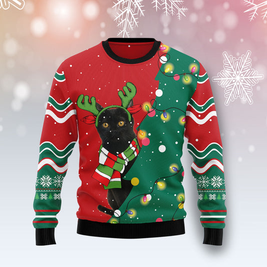 Black Cat Christmas Tree TY0312 Ugly Christmas Sweater