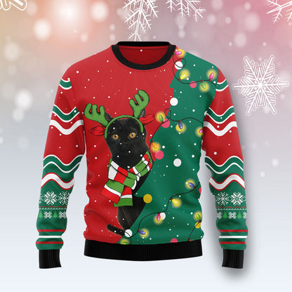 Black Cat Christmas Tree TY0312 Ugly Christmas Sweater