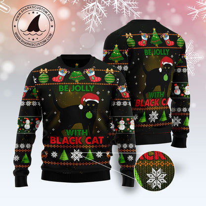 Black Cat Be Jolly TY1811 Ugly Christmas Sweater