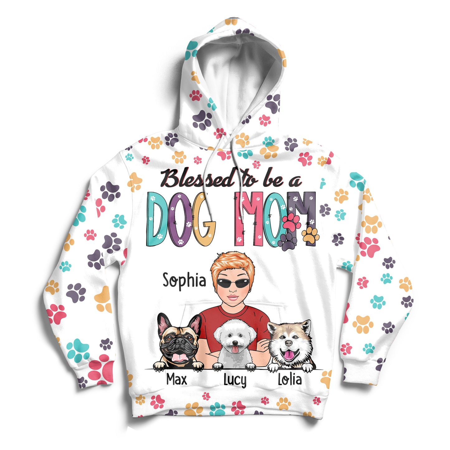 Blessed To Be A Dog Mom Custom All Over Print Hoodie