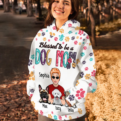 Blessed To Be A Dog Mom Custom All Over Print Hoodie