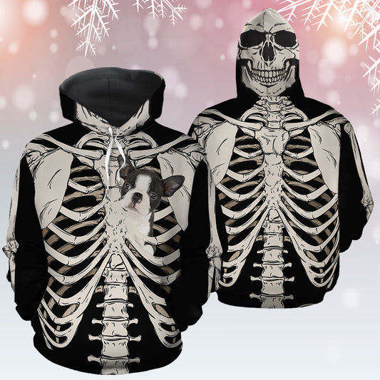 Boston Terrier Skeleton TY1512 unisex womens & mens, couples matching, friends, funny family sublimation 3D hoodie christmas holiday gifts (plus size available)