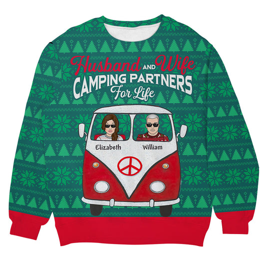 Husband And Wife Camping Partners Personalizedwitch Couple Christmas Sweater