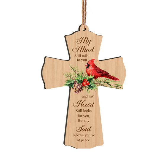 Cardinal My Mind Talks To You  Personalizedwitch Printed Wood Christmas Memorial Ornament