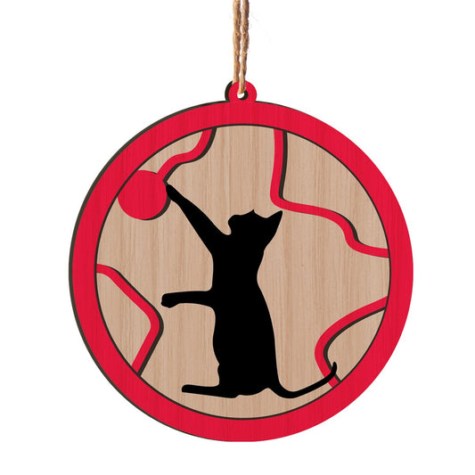 Cat Playing Christmas Personalizedwitch Printed Wood Christmas Ornament