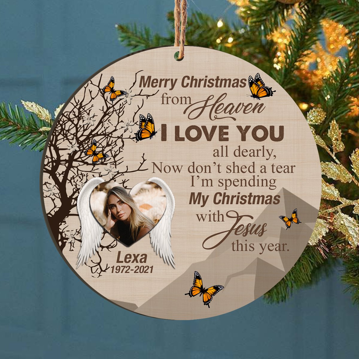 Merry Christmas From Heaven Memorial Personalizedwitch Personalized Printed Wood Ornament