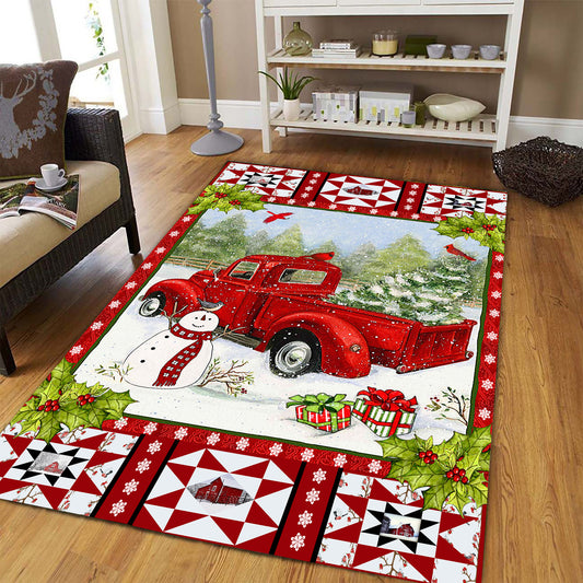 Wonderful Red Truck Christmas Rectangle Rug