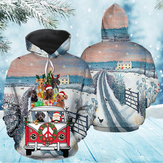 Dachshund Santa Christmas TY1012 unisex womens & mens, couples matching, friends, funny family sublimation 3D hoodie christmas holiday gifts (plus size available)