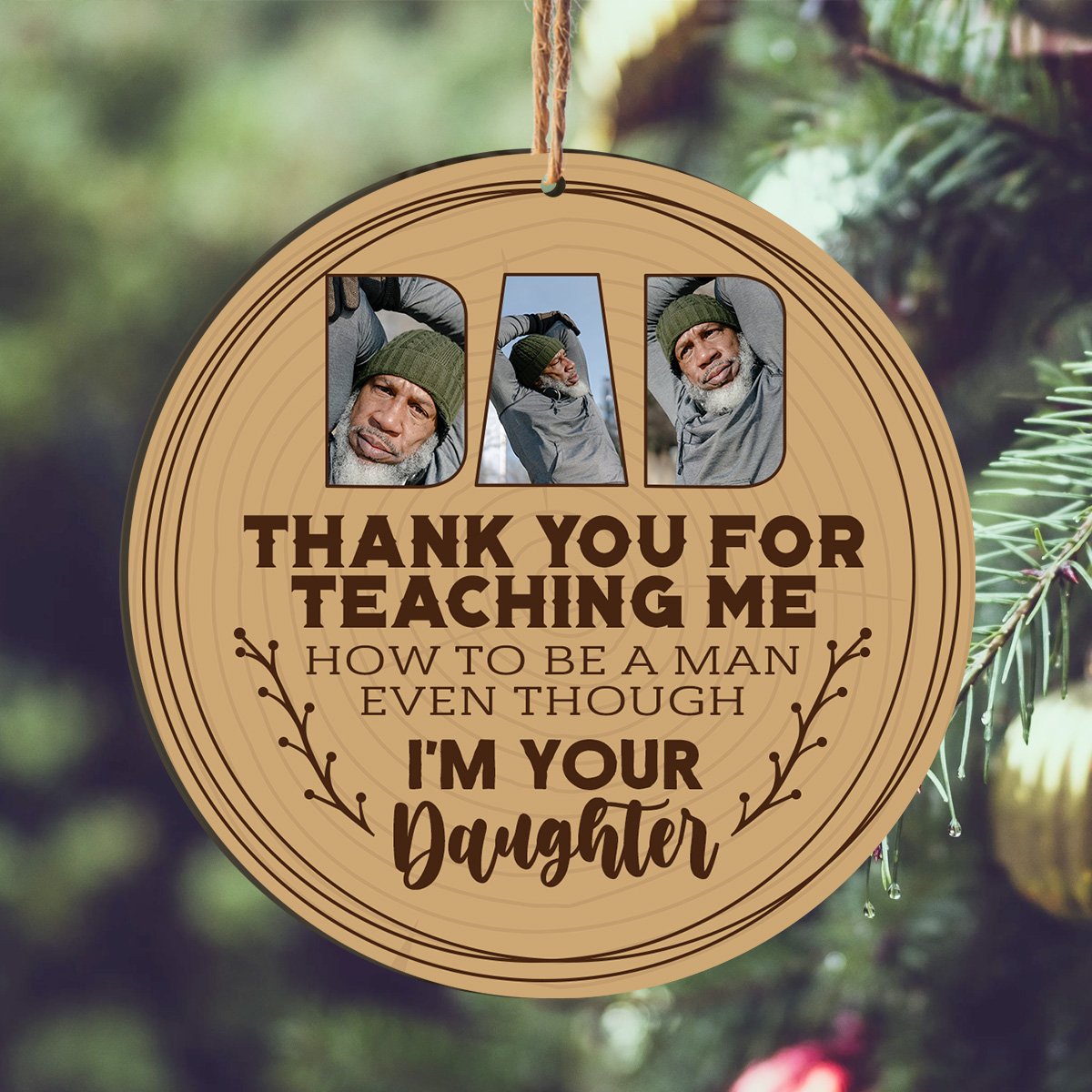Thank You For Teaching Me Dad And Daughter Custom Image Personalizedwitch Personalized Christmas Printed Wood Ornament