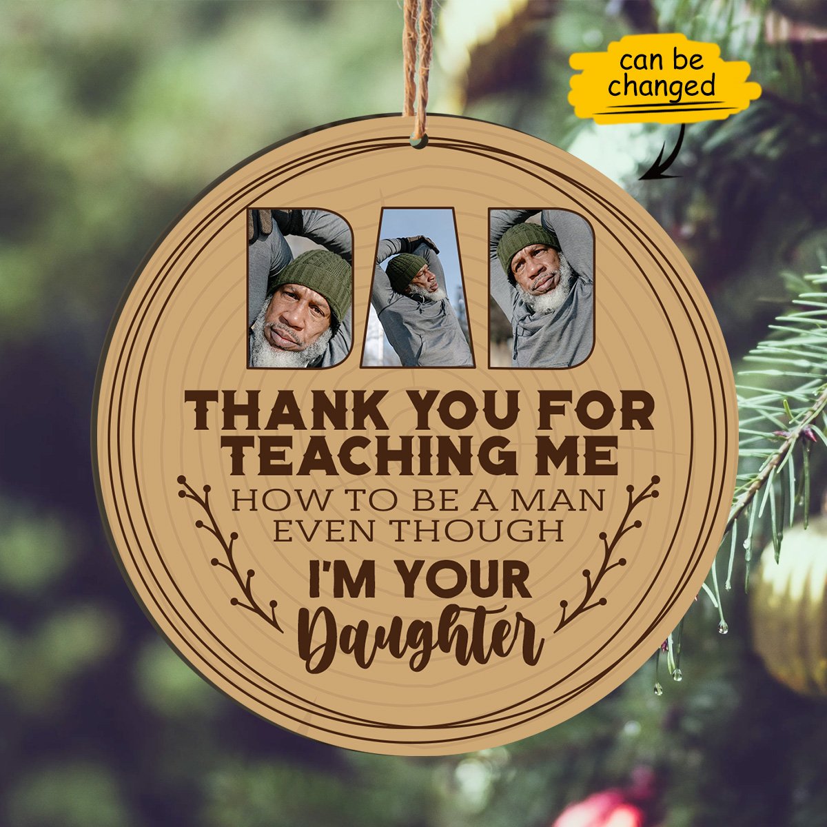 Thank You For Teaching Me Dad And Daughter Custom Image Personalizedwitch Personalized Christmas Printed Wood Ornament